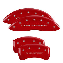 Load image into Gallery viewer, MGP 4 Caliper Covers Engraved Front & Rear Block/Challenger Red finish silver ch
