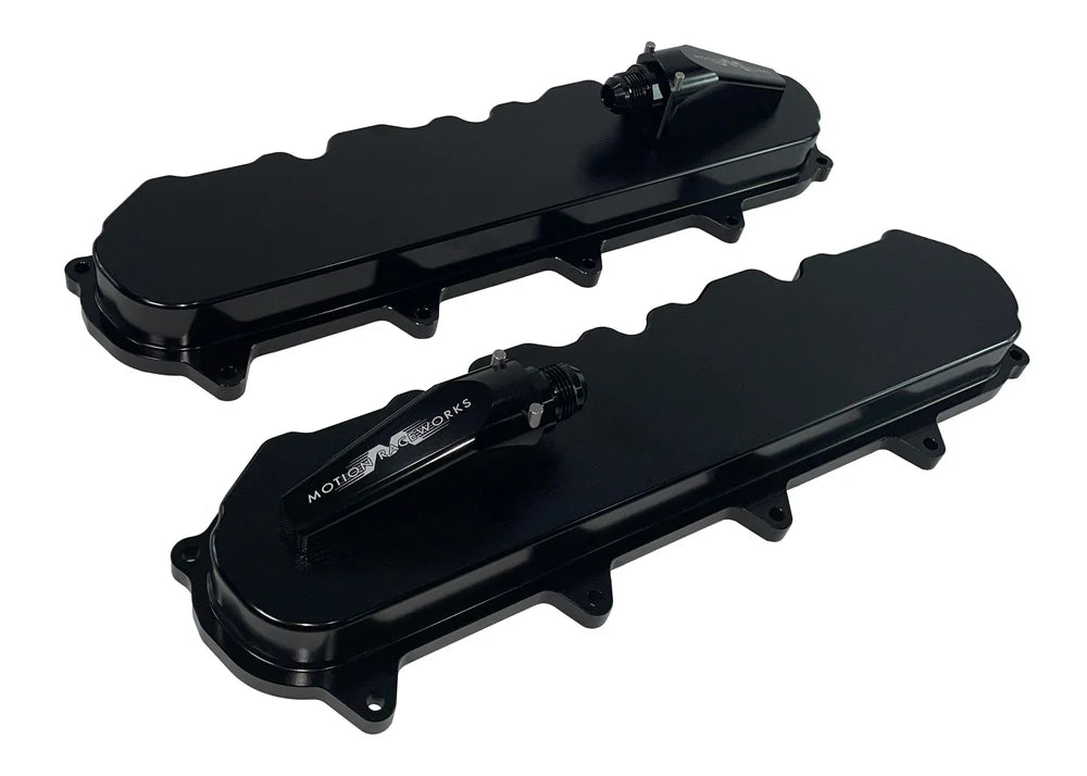 Gen V LT Race Black Anodized Billet Valve Covers w/ Motion Quick Release Breathers