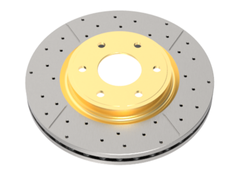 DBA 2022+ Honda HR-V 1.5L Series RV Hybrid Front Drilled & Slotted Street Series Rotor w/Gold Hat