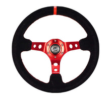 Load image into Gallery viewer, NRG Reinforced Steering Wheel (350mm / 3in. Deep) Blk Leather/Red Stitch w/Red Spoke