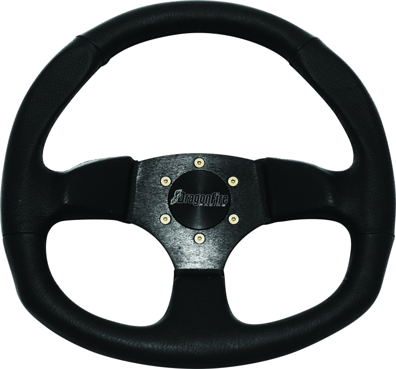 DragonFire Racing Steering Wheels - D-Shaped- Vinyl- Black- 0in offset