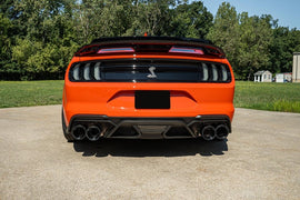 Corsa 20-22 Ford Mustang GT500 3.0in Dual Rear Exit Catback w/ Twin 5.0in Black Carbon Fiber Tips