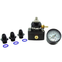 Load image into Gallery viewer, Fuelab 535 EFI Adjustable Mini FPR 25-90 PSI (2) -6AN In (1) -6AN Return (3) -6AN ORB w/Gauge Kit
