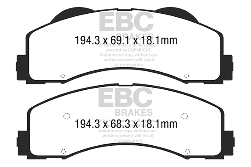 EBC 15+ Ford F150 2.7 Twin Turbo (2WD) Extra Duty Front Brake Pads