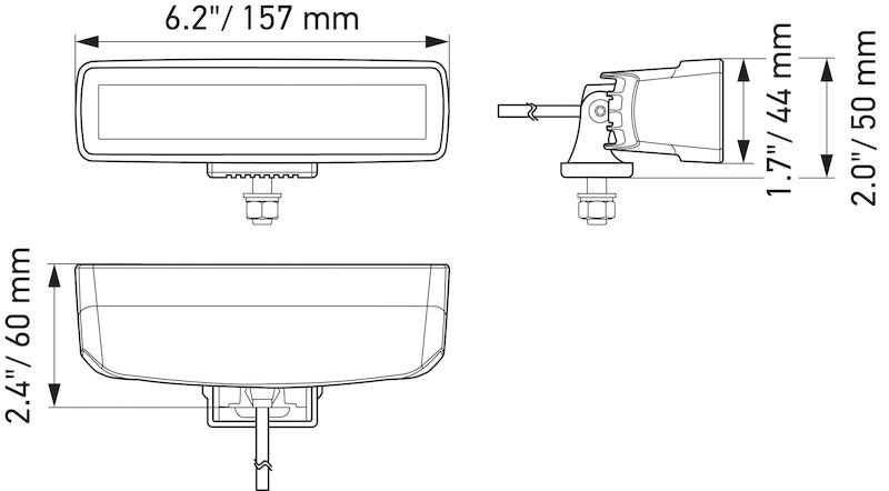 Hella Universal Black Magic 6 L.E.D. Mini Light Bar - Spot Beam