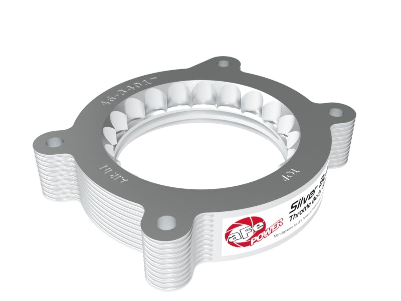 aFe 2020 Vette C8 Silver Bullet Aluminum Throttle Body Spacer Works w/ Factory Intake Only - Silver