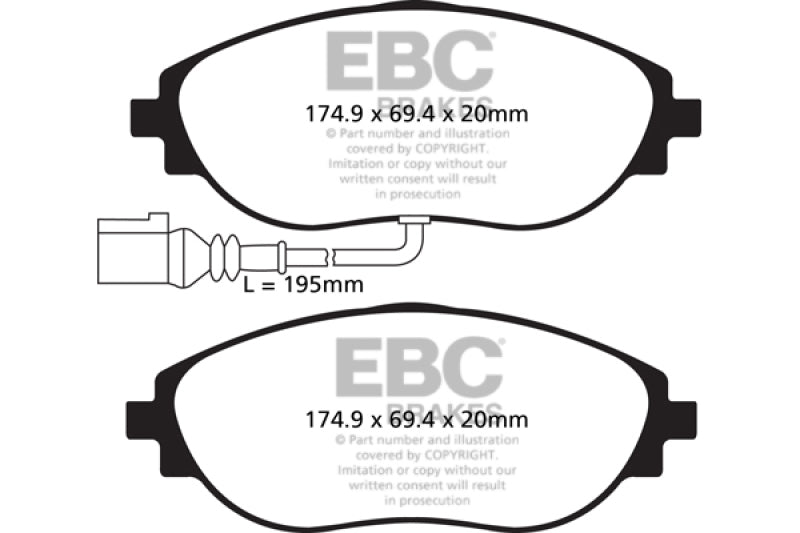 EBC 14-20 Audi S3 2.0 Turbo Redstuff Front Brake Pads