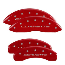 Load image into Gallery viewer, MGP 4 Caliper Covers Engraved Front &amp; Rear C7/Corvette Red finish silver ch