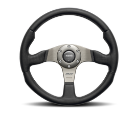 Momo Race Steering Wheel 350 mm - Black Leather/Anth Spokes