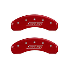 Load image into Gallery viewer, MGP 4 Caliper Covers Engraved Front &amp; Rear Gen 5/SS Red finish silver ch