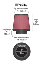 Load image into Gallery viewer, K&amp;N Round Tapered Universal Air Filter 6 inch Flange 7 1/2 inch Base 5 inch Top 7 1/2 inch Height