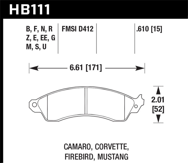 Hawk 94-04 Mustang Cobra / 88-95 Corvette 5.7L / 88-92 Camaro w/ Hvy Duty Brakes Front Performance C