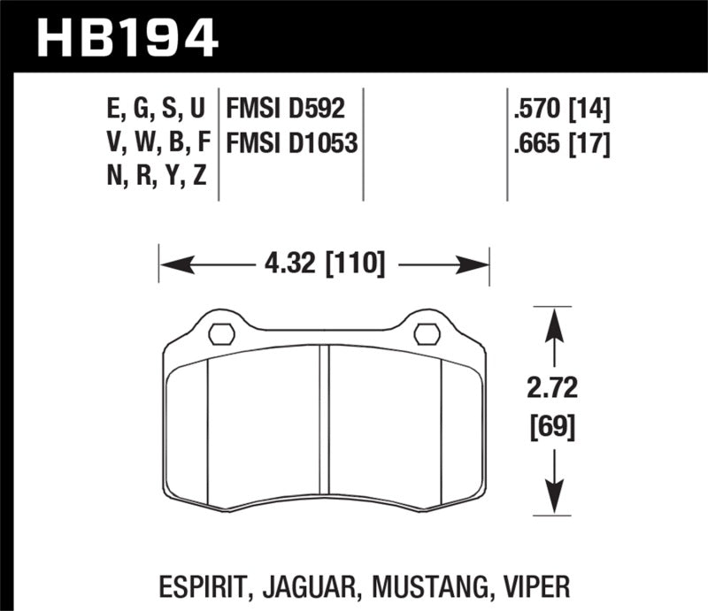 Hawk 2010 Camaro SS HPS Street Rear Brake Pads