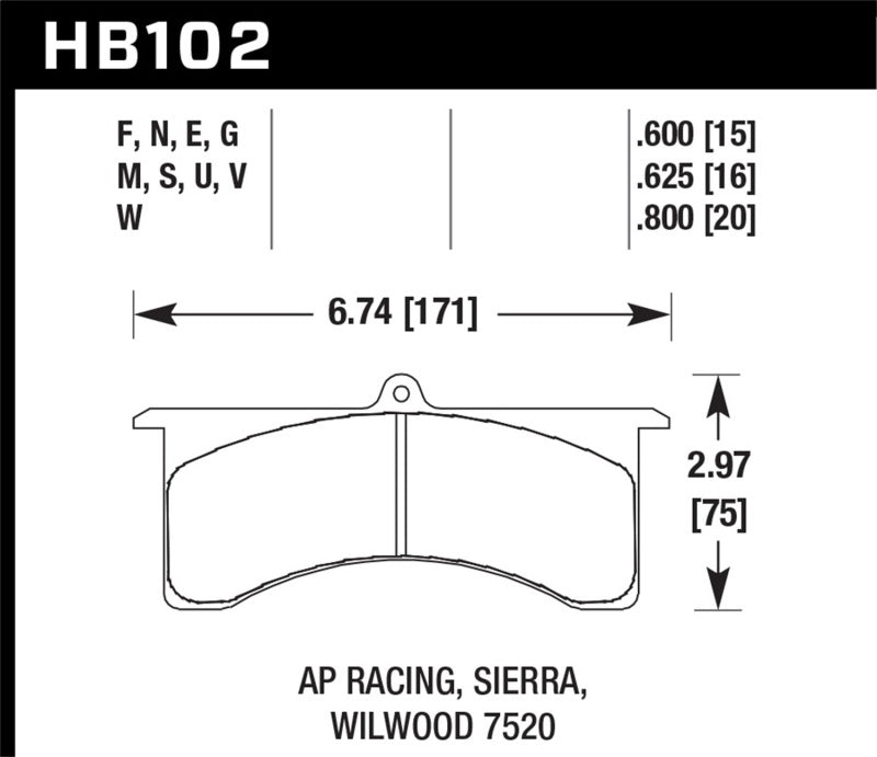 Hawk AP Racing 6 / Wilwood DTC-30 Brake Pads