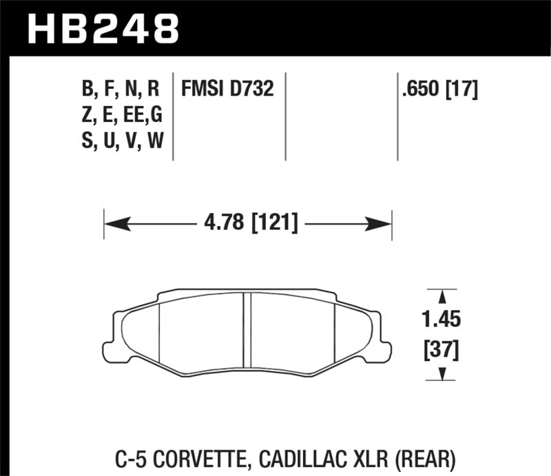 Hawk 97-06 Corvette (incl C5 Z06) HPS Street Rear Brake Pads