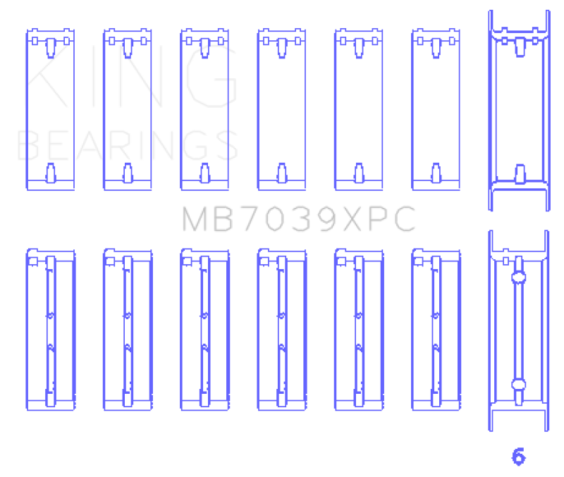 King BMW M20/M50 2.0L/2.5L/2.7L Crankshaft Main Bearings Set - 7 Pairs Coated