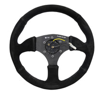 Load image into Gallery viewer, NRG Reinforced Steering Wheel (350mm / 2.5in. Deep) Blk Suede Comfort Grip w/5mm Matte Blk Spokes