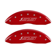 Load image into Gallery viewer, MGP 4 Caliper Covers Engraved Front &amp; Rear Gen 5/SS Red finish silver ch