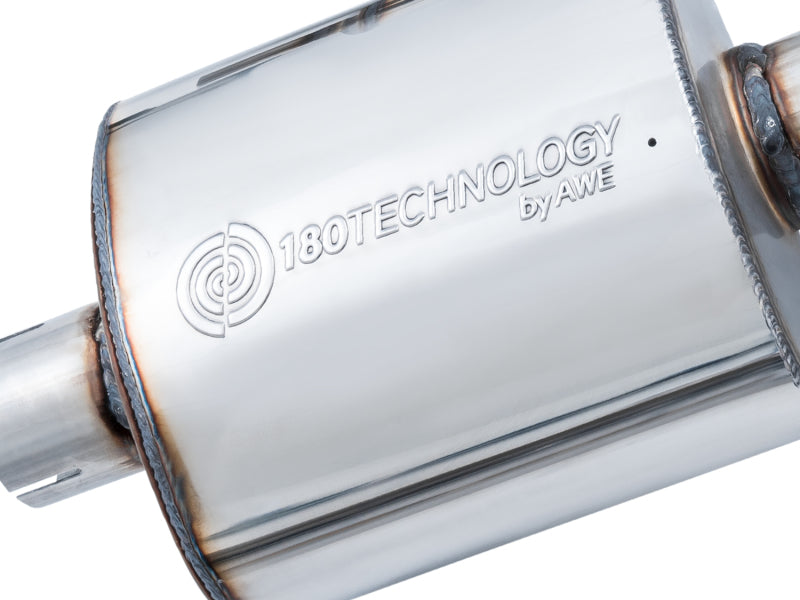 AWE Tuning Audi B9 A4 Touring Edition Exhaust Dual Outlet - Chrome Silver Tips (Includes DP)