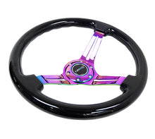 Load image into Gallery viewer, NRG Reinforced Steering Wheel (350mm / 3in. Deep) Blk Wood w/Blk Matte Spoke/Neochrome Center Mark