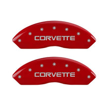 Load image into Gallery viewer, MGP 4 Caliper Covers Gloss Red Engraved with Corvette C4 (Full Kit 4 Pieces)