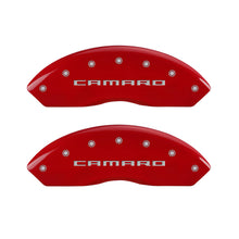 Load image into Gallery viewer, MGP 4 Caliper Covers Engraved Front &amp; Rear Gen 5/Camaro Red finish silver ch