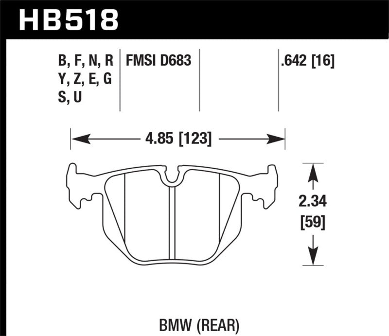 Hawk 2001-2006 BMW 330Ci HPS 5.0 Rear Brake Pads